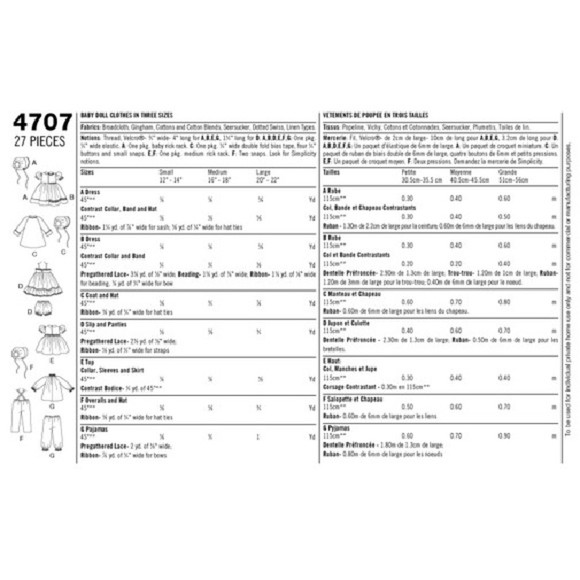 Vintage ©2009 Simplicity 4707 Sewing Pattern - Baby Doll Clothing - Picture 10 of 10